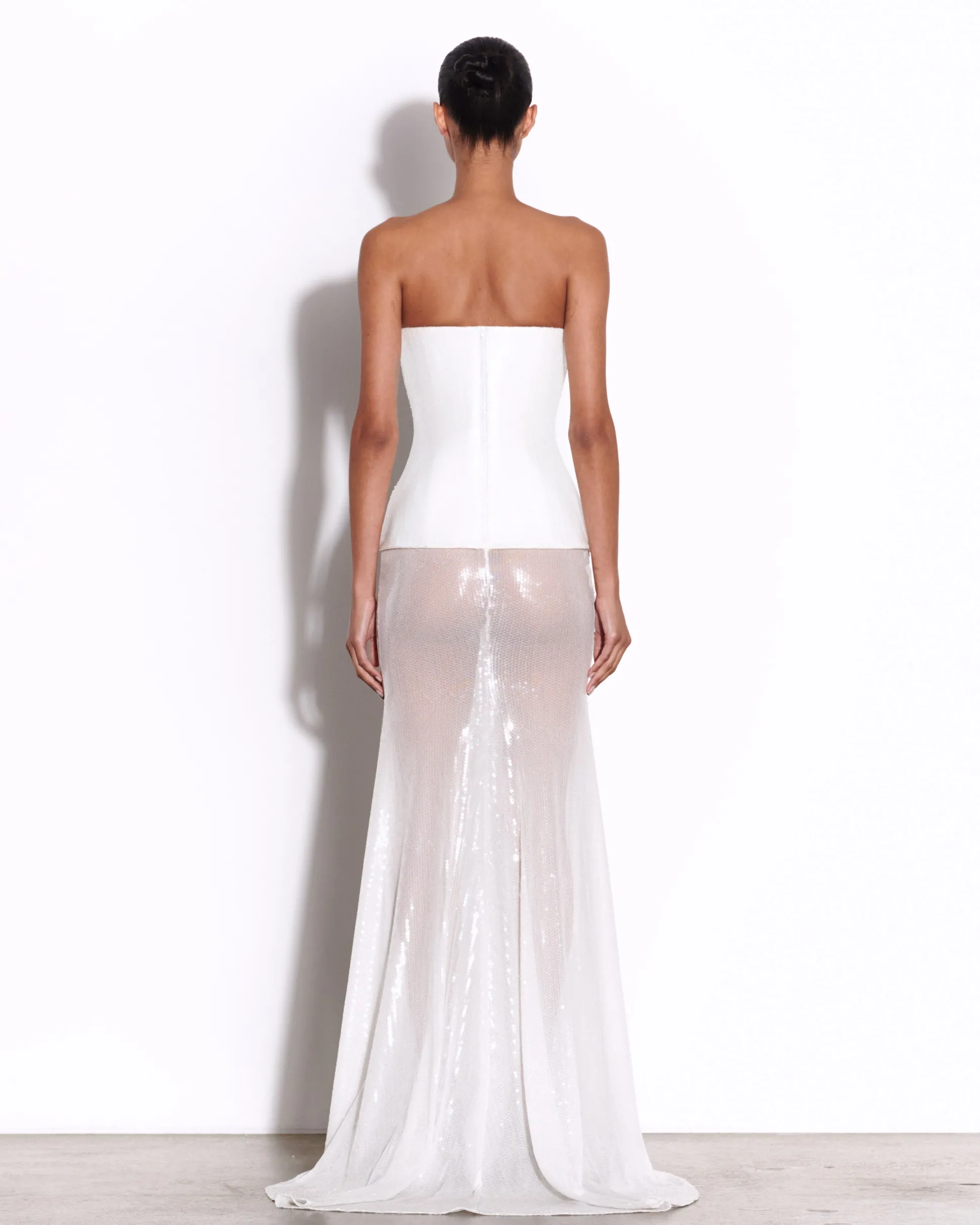 Strapless Longline Corset Gown in Sequin