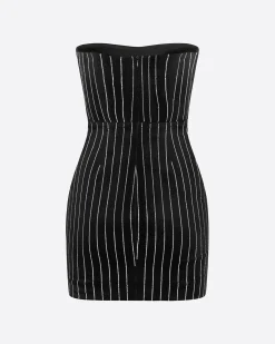 Strapless Mini Dress in Crystal Velvet