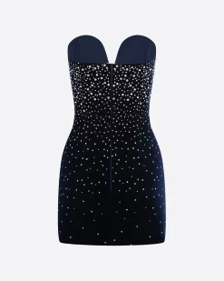 Strapless Sweetheart Mini Dress in Crystal Velvet