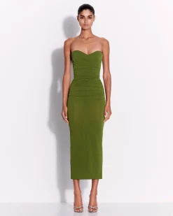 Strapless Sweetheart Ruched Dress in Crepe Jersey