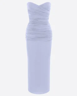 Strapless Sweetheart Ruched Dress in Crepe Jersey