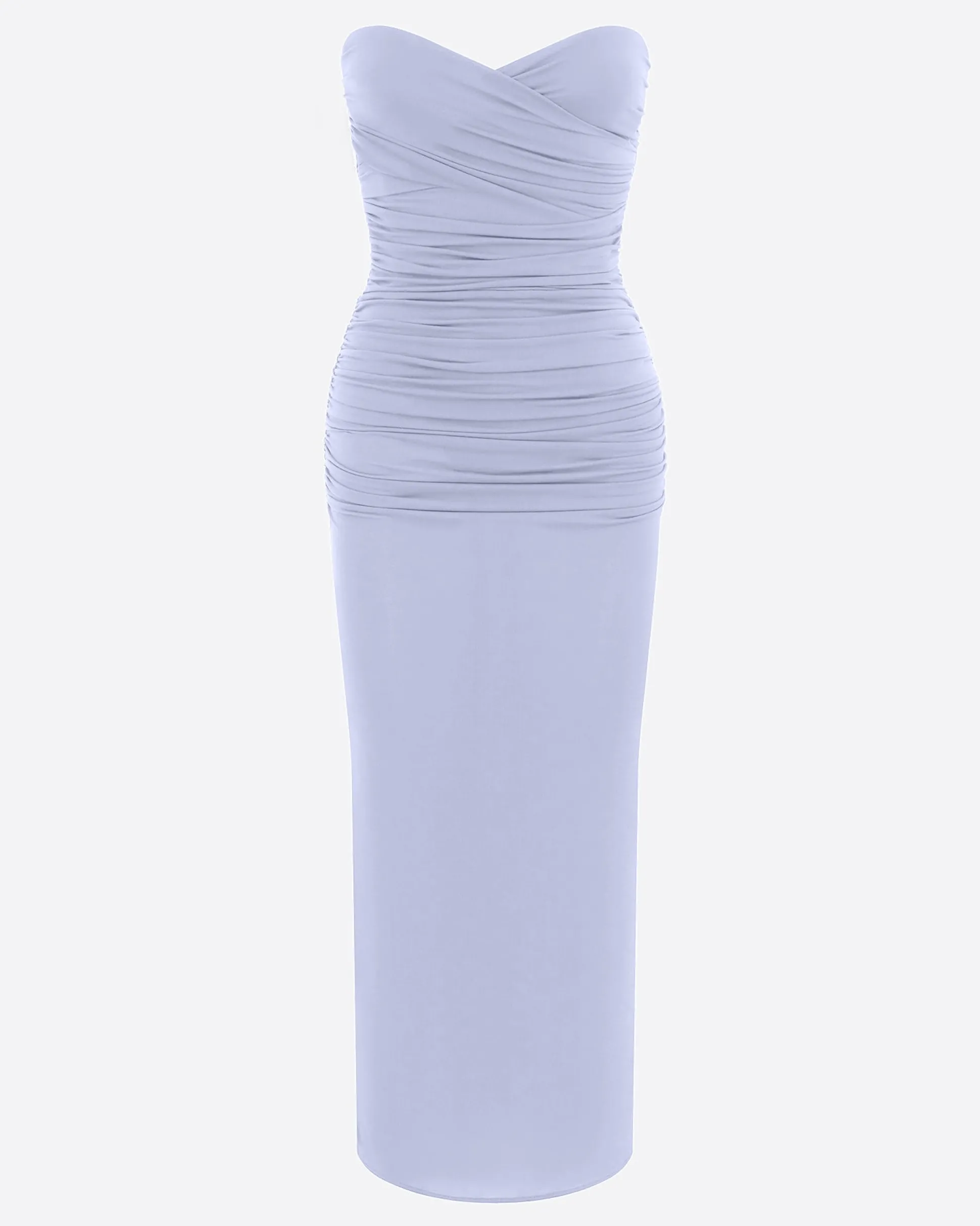 Strapless Sweetheart Ruched Dress in Crepe Jersey