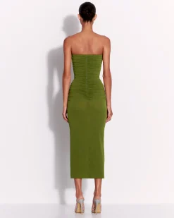 Strapless Sweetheart Ruched Dress in Crepe Jersey
