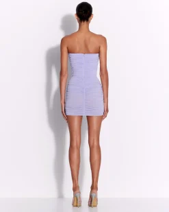 Strapless Sweetheart Ruched Mini Dress in Crepe Jersey