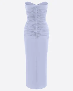 Strapless Sweetheart Ruched Dress in Crepe Jersey