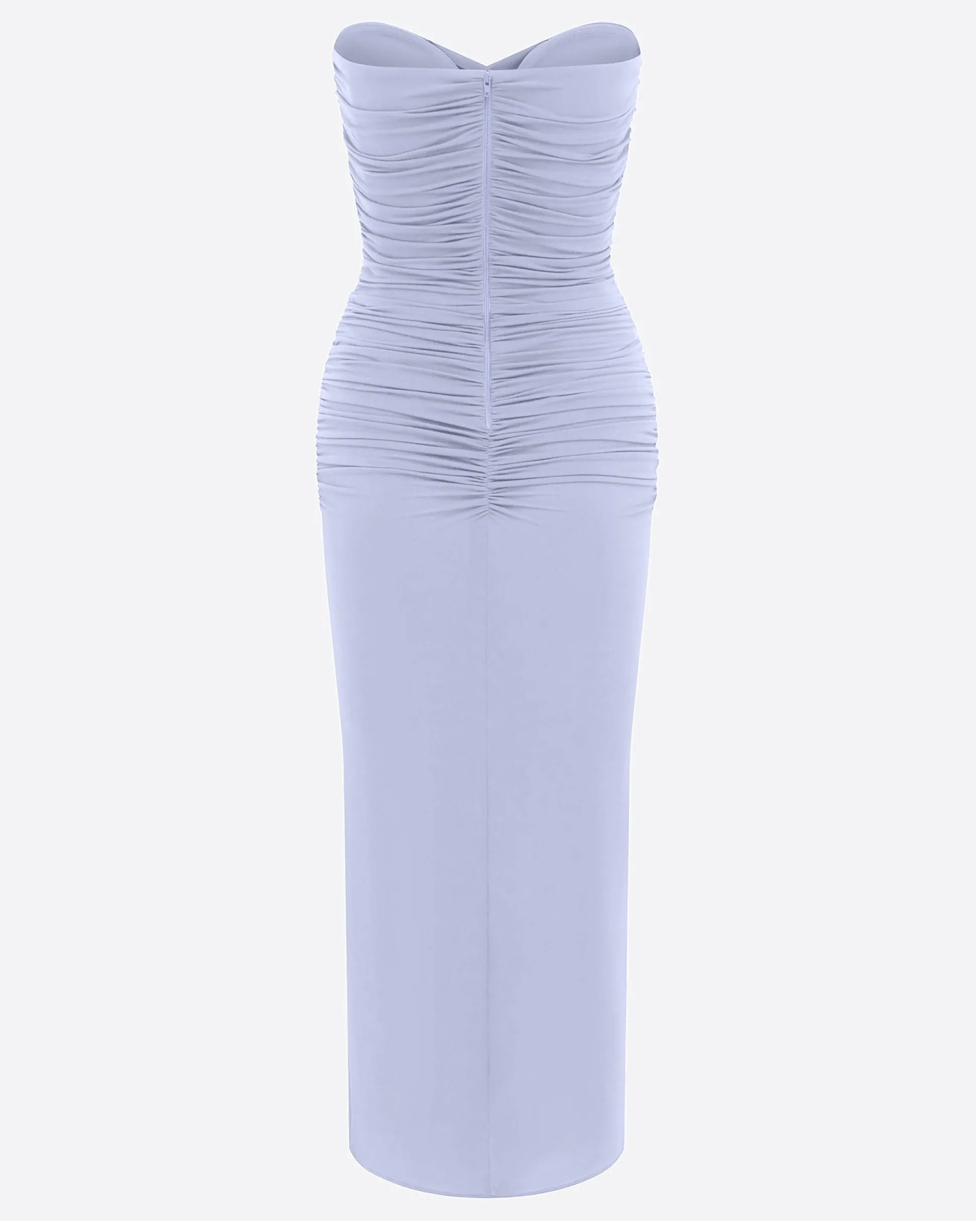 Strapless Sweetheart Ruched Dress in Crepe Jersey