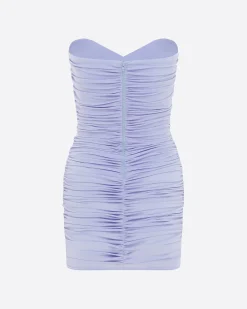 Strapless Sweetheart Ruched Mini Dress in Crepe Jersey
