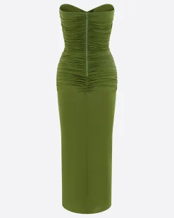 Strapless Sweetheart Ruched Dress in Crepe Jersey