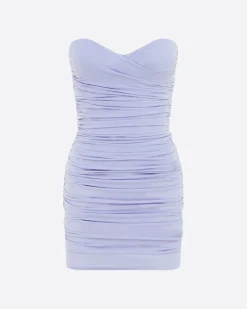 Strapless Sweetheart Ruched Mini Dress in Crepe Jersey