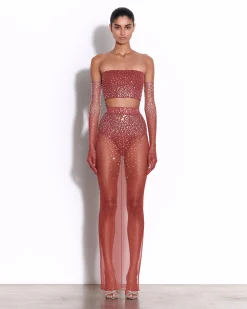 Strapless Top in Crystal Stretch Mesh