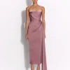 Strapless Twist Dress in Satin Crepe