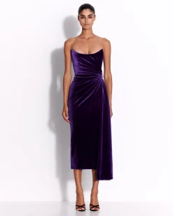 Strapless Twist Dress in Velvet