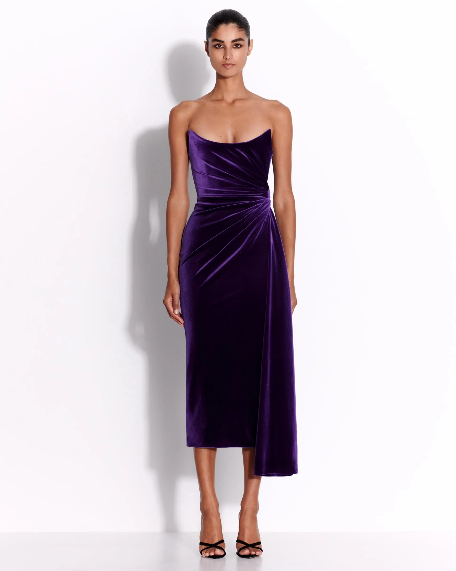 Strapless Twist Dress in Velvet