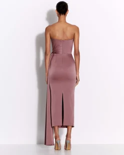 Strapless Twist Dress in Satin Crepe
