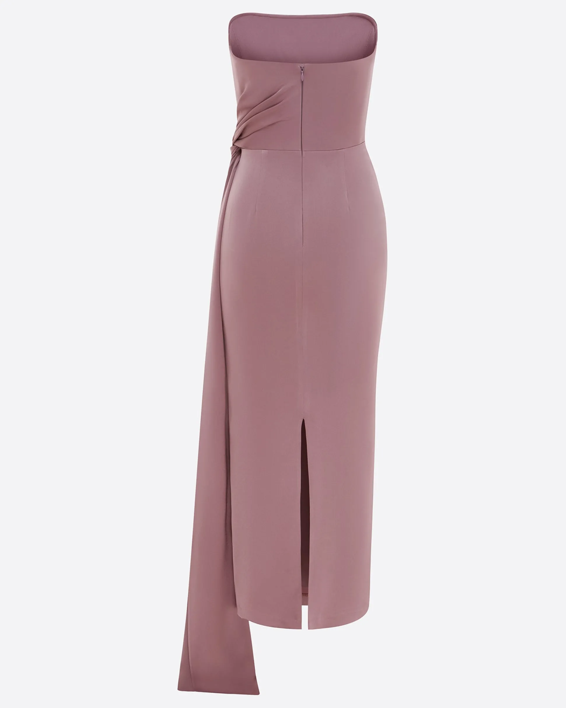 Strapless Twist Dress in Satin Crepe
