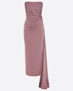 Strapless Twist Dress in Satin Crepe