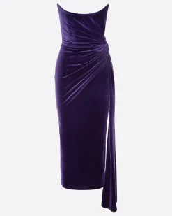 Strapless Twist Dress in Velvet