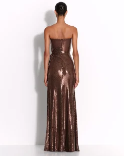 Strapless Twist Gown in Sequin