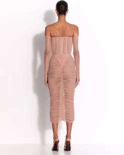 Sweetheart Ruched Dress in Fine Mesh