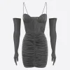 Sweetheart Ruched Mini Dress in Crystal Jersey