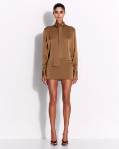 Tie Shirt in Satin Crepe