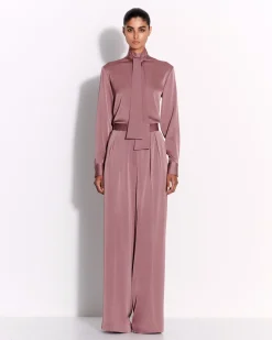 Tie Shirt in Satin Crepe