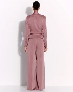Tie Shirt in Satin Crepe