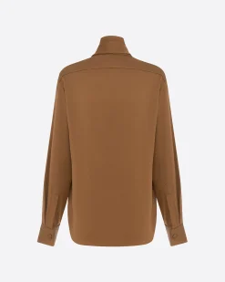 Tie Shirt in Satin Crepe