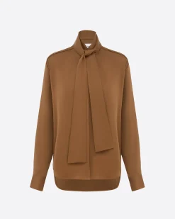 Tie Shirt in Satin Crepe