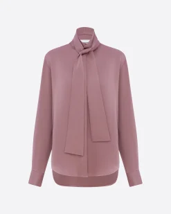 Tie Shirt in Satin Crepe