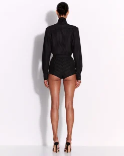 Tie Shirt in Wool Pinstripe