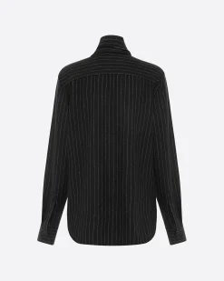 Tie Shirt in Wool Pinstripe