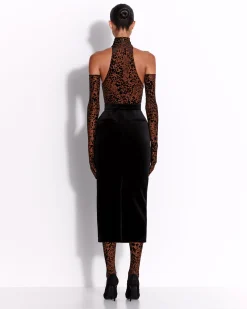 Turtleneck Bodysuit in Leopard Burnout
